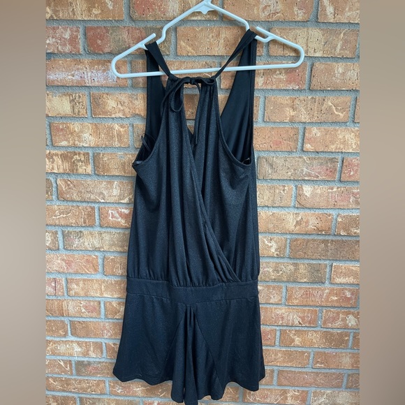 Black sparkly long top, open back, dress like top, size Medium - Picture 2 of 3